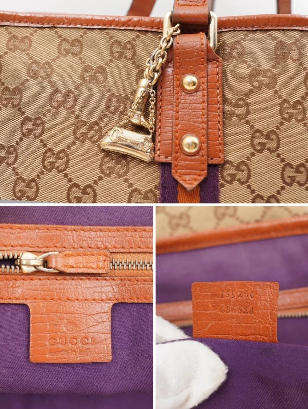 CN37 💟 Gucci GG Canvas Jolicoeur Sherry Line Tote Bag